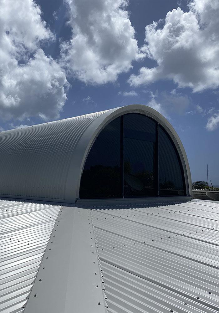 arch in roof with open skylight